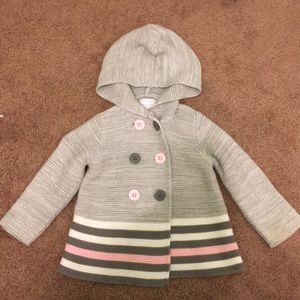 Gray knitted jacket with hood, 12 months
